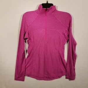 Columbia pink stripe athletic half zip long